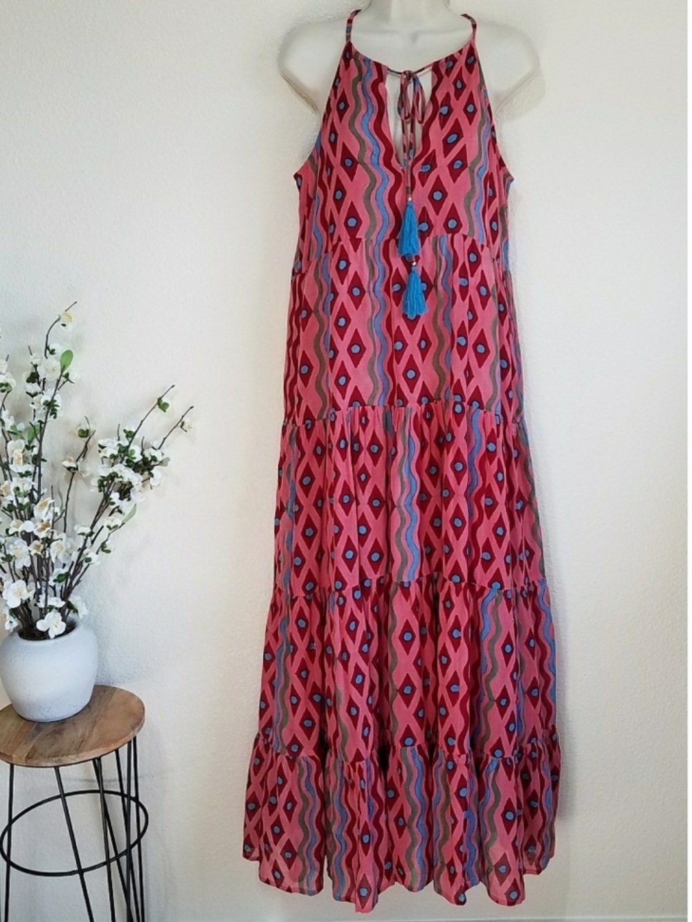 OLIPHANT Maxi Pink Tiered Dress Sz S